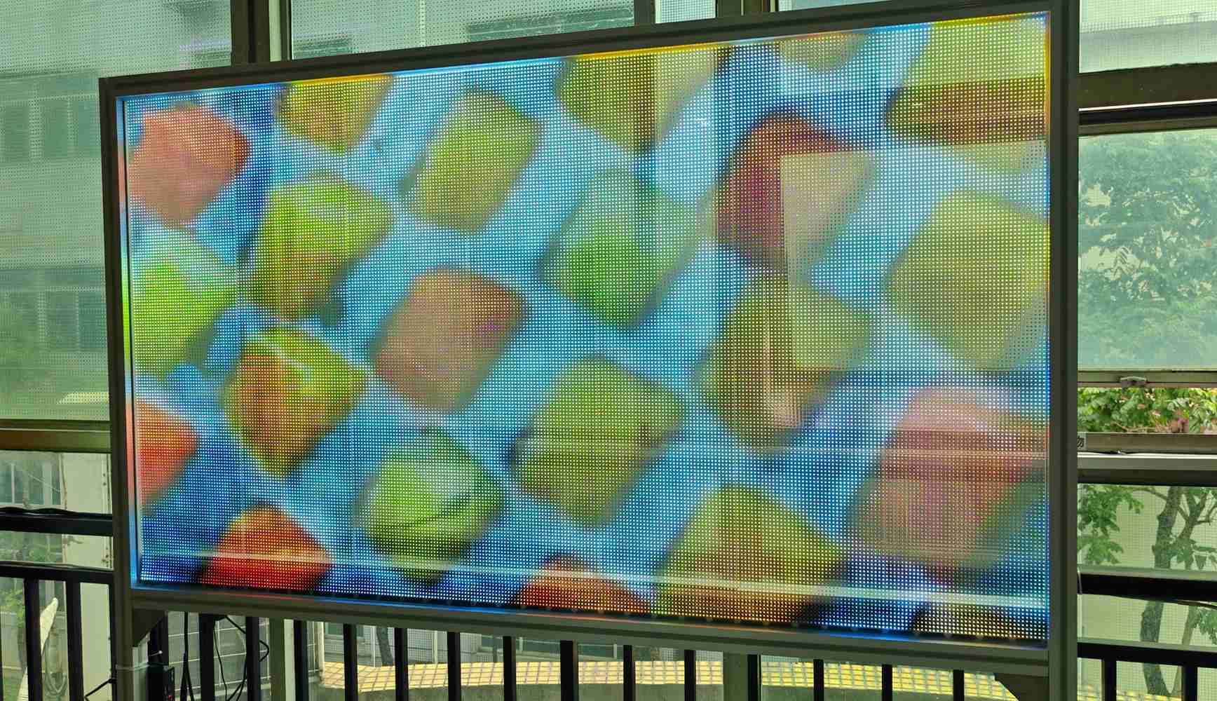 LED flexible transparent screen application on building window for commercial use
